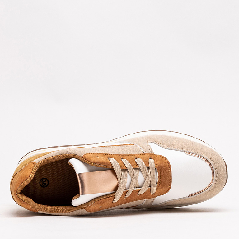 OUTLET Beige Sportschuhe für Damen mit massiver Nertiso-Sohle - Schuhe