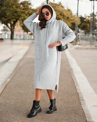 Royalfashion Damen langes Strickkleid