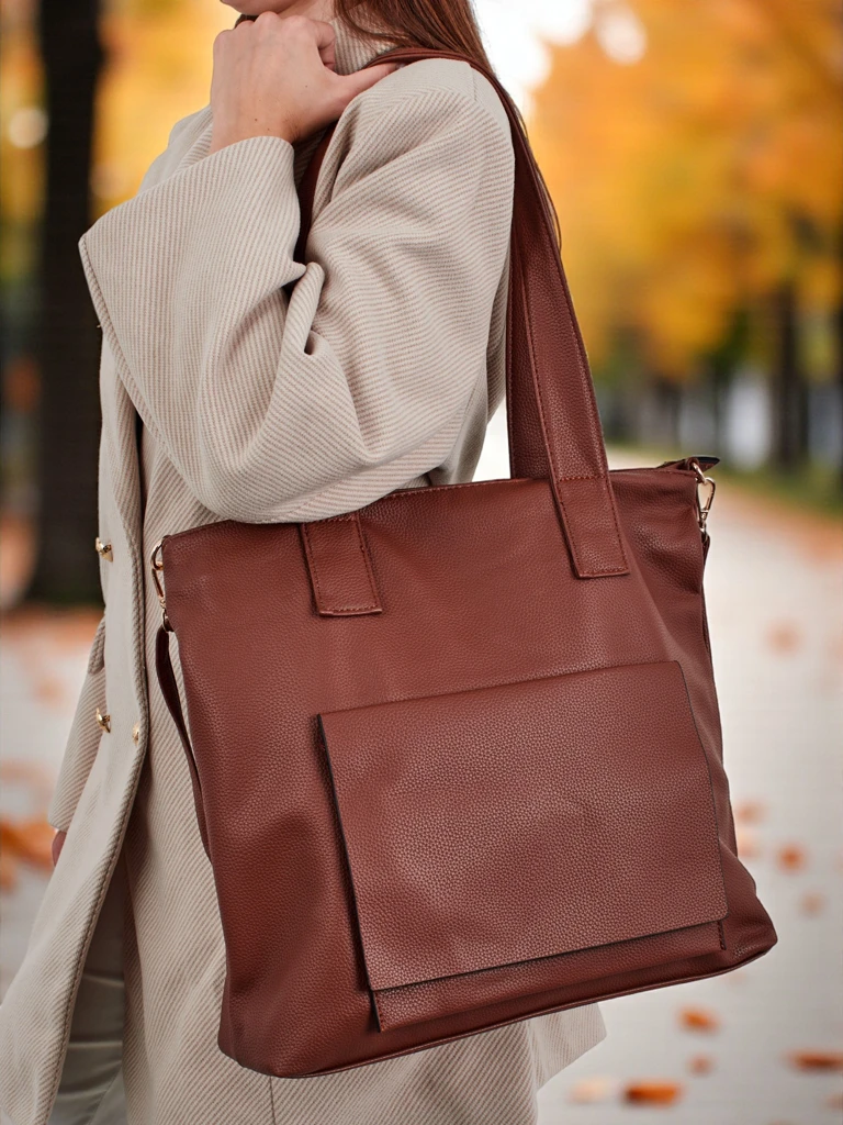 Große Damenhandtasche Shopper Moon Whisper aus Öko-Leder