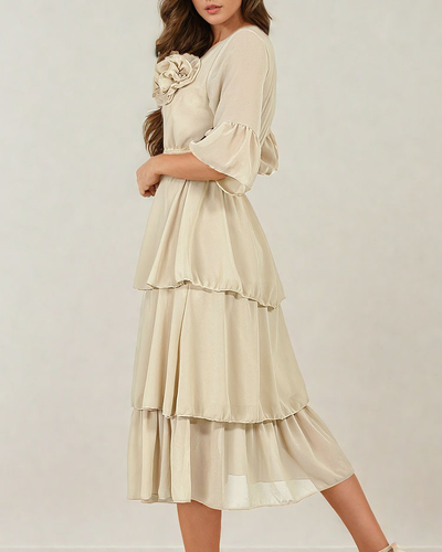 Royalfashion Damen Midikleid mit Rüschen