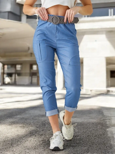 Royalfashion Damen Viskosehose mit einem Gürtel