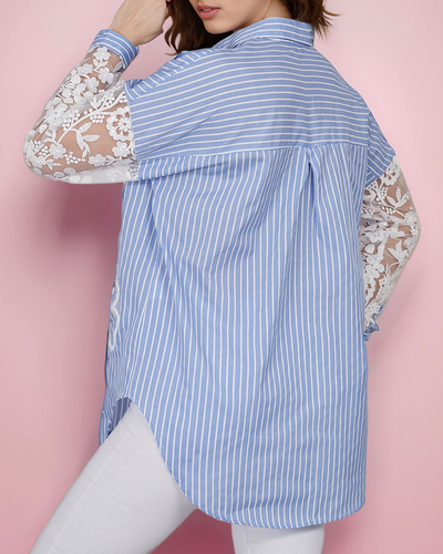 Royalfashion Gestreiftes Damenshirt mit Spitze