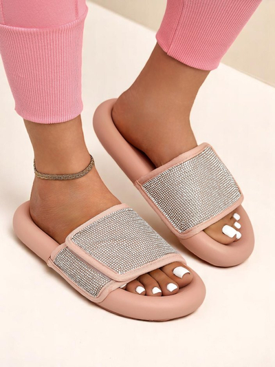 Royalfashion Damen Pantoletten mit flacher Sohle Sparkle Step