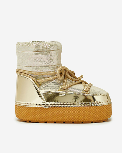 Royalfashion Goldfarbene Damen-Schneestiefel zum Schnüren Yevnoie