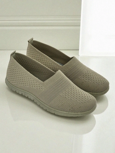 Damen Mokassins Gaia Verde – bequeme grüne Stoffschuhe mit flachem Absatz