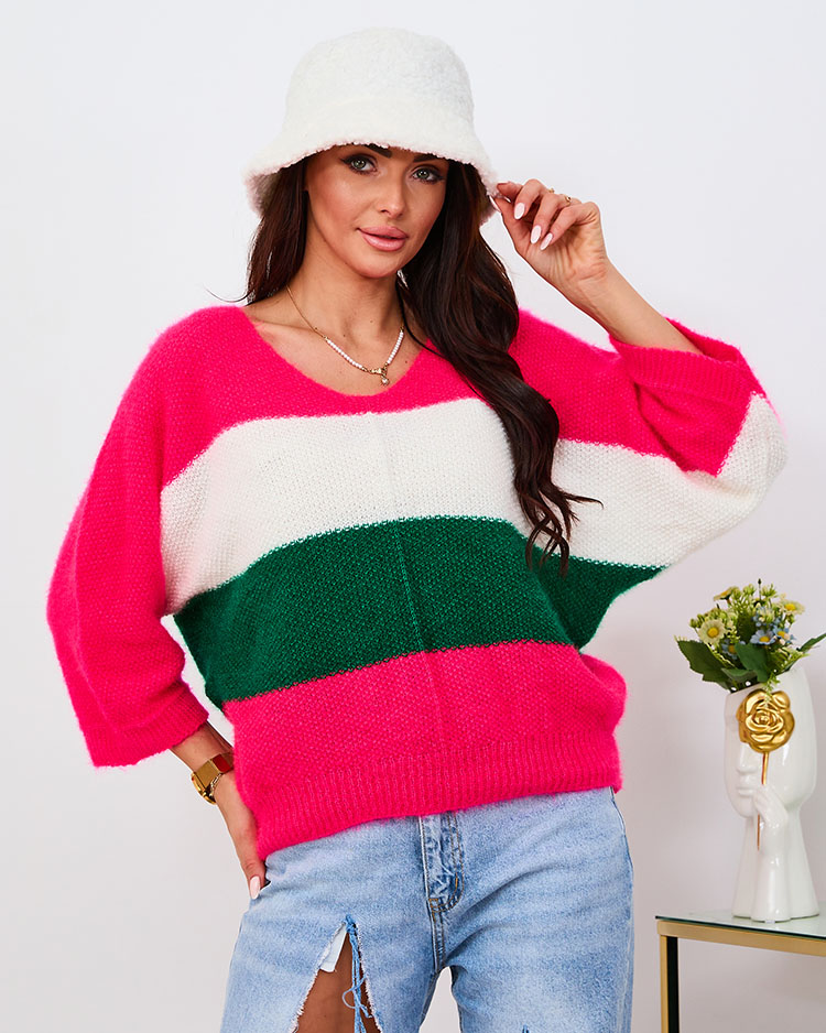 Royalfashion Brauner Damenpullover mit Blumenmuster