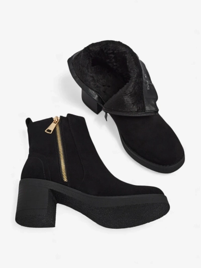 Damen Stiefeletten aus Eco-Wildleder mit Blockabsatz Arshena