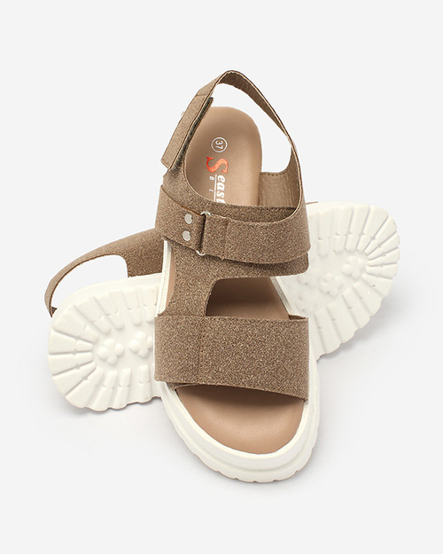 Royalfashion Темно-коричневі жіночі босоніжки на суцільній підошві Rederis