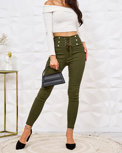 Royalfashion Damen Teggings-Hose mit dekorativer Bindung