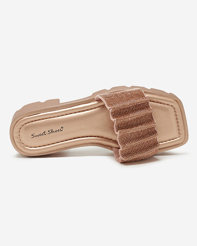 Goldene Damenhausschuhe mit Zirkonia Emkoy - Schuhe