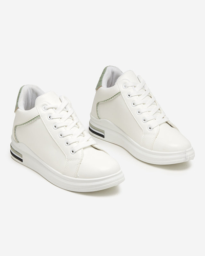 OUTLET Weiße und grüne Damen-Sneaker mit verstecktem Uksy-Keil - Schuhe