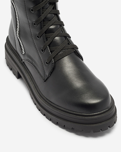 Schwarze Damen Baggerstiefel mit flachem Absatz Fetisa - Footwear