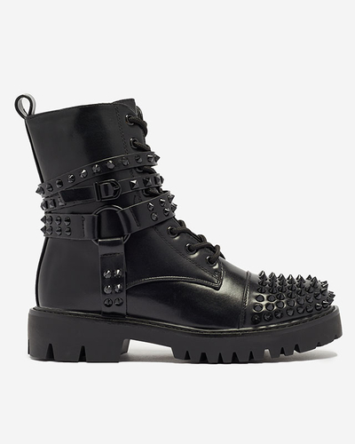 Schwarze Damenstiefel mit Nieten Fioppo - Schuhe