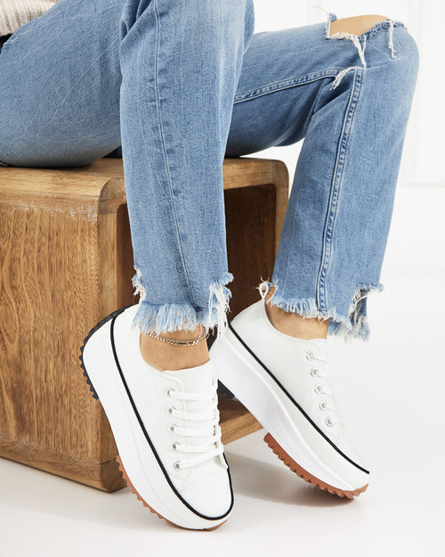 OUTLET Жіночі білі кросівки на платформі Treminso - Взуття