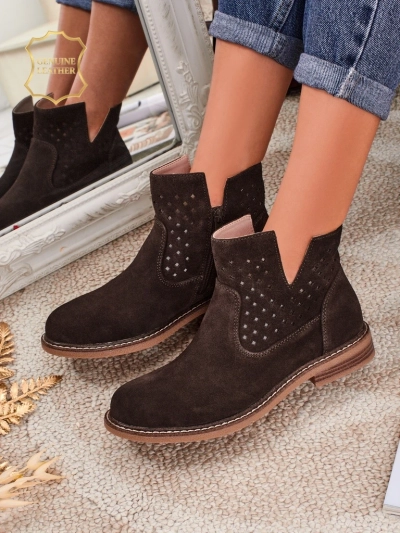 Aurelia Verona - Braune Wildleder-Damenstiefeletten aus Naturleder, 3 cm Absatz