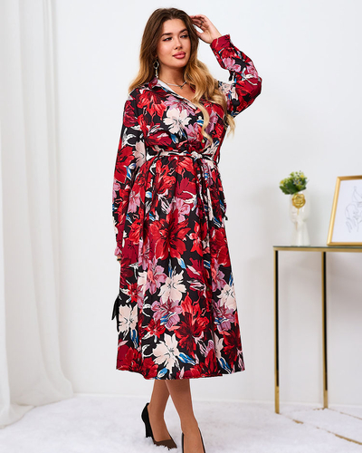Royalfashion Rot und burgunderrot gemustertes Maxikleid für Damen