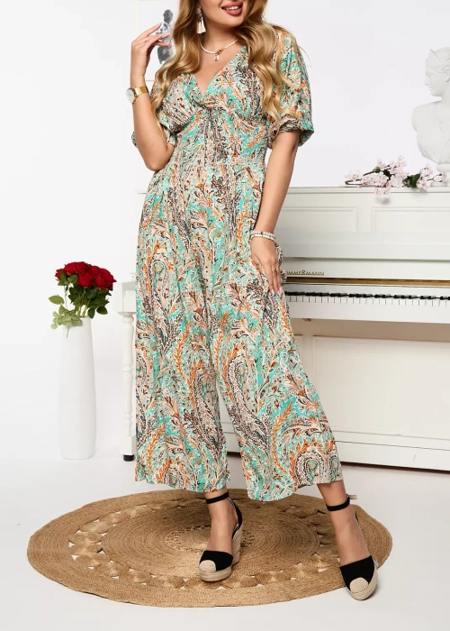 Візерунчастий жіночий комбінезон м'ятного кольору - Одяг