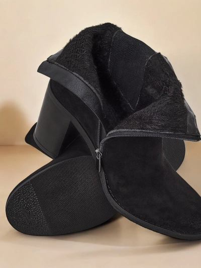 Royalfashion Öko-Wildleder Damen-Stiefeletten mit Blockabsatz Cesios