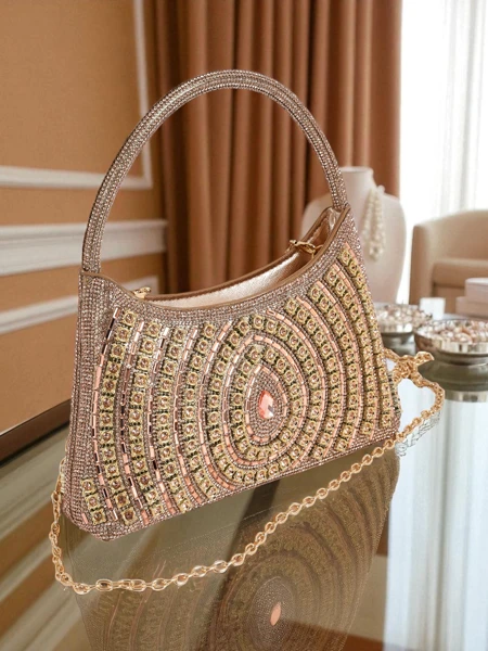 Royalfashion Damen Clutch Handtasche mit Zirkonia Sova Glint