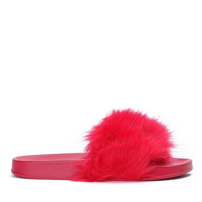 OUTLET Rote Hausschuhe mit Fell Millie-Schuhe