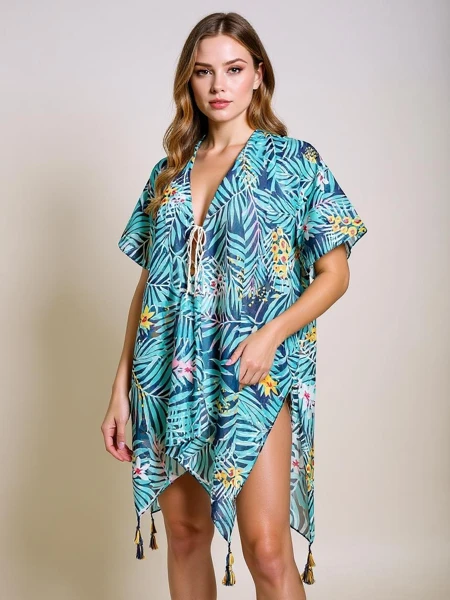 Pareo Helene Tropica Royalfashion knielang – buntes Strandkleid