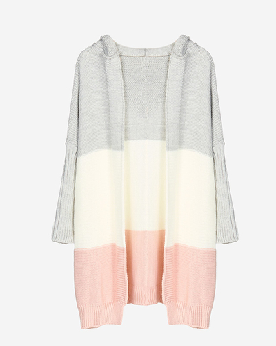 Langer Cape-Pullover für Damen in Grau, Creme und Rosa - Kleidung