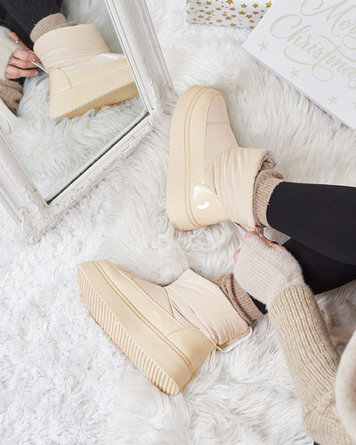 Royalfashion Beige Maderta Damen Schlupf-Schneestiefel