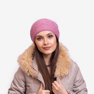 Warme doppellagige Damenmütze in Dunkelrosa - Accessoires