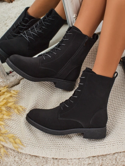 Matte Damen Schnürstiefeletten Treviline aus Öko-Leder