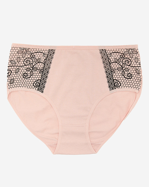 Світло-рожеві бавовняні жіночі трусики з малюнком PLUS SIZE - Нижня білизна