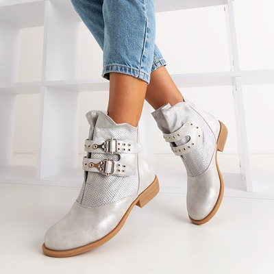 Срібні ботильйони Farmin із застібкою на липучках - Взуття