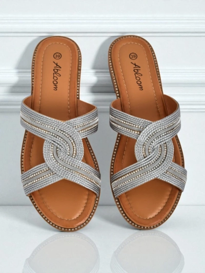 Royalfashion Damen Pantoletten Geflochten Woven Breeze
