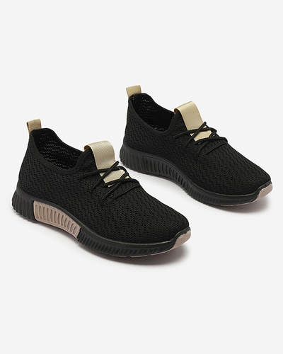 Schwarze Damen-Sportschuhe mit braunen Einsätzen Keteti - Schuhe