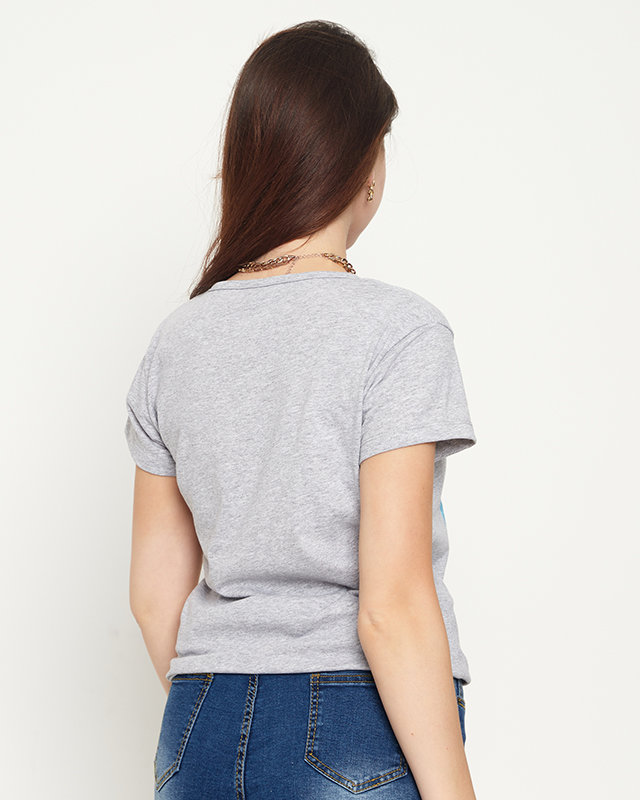 Graues Damen-T-Shirt mit Hunde-Print - Bekleidung