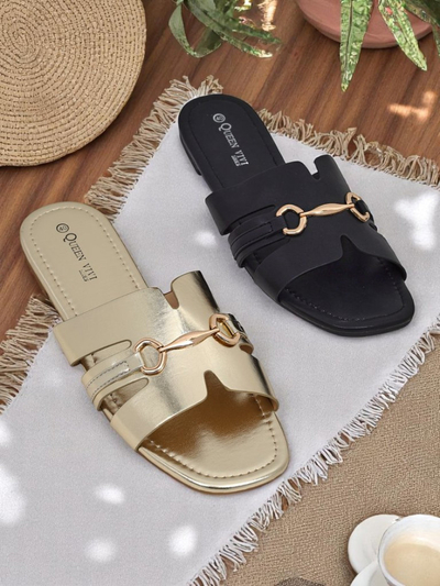 Royalfashion Damen-Pantoletten mit flacher Sohle Lina