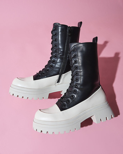 OUTLET Чорно-бежеві жіночі високі черевики-баггі Susker- Footwear