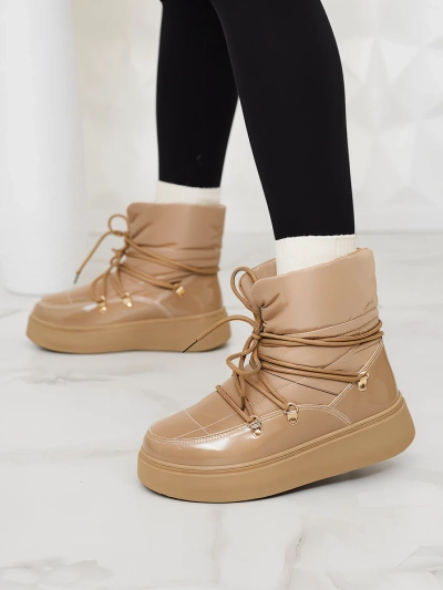 Royalfashion Damen Schlupf-Schneestiefel in brauner Farbe Dabenda