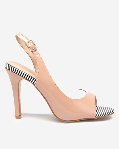 Жіночі нюдові босоніжки на вищому каблуці Rotter- Shoes