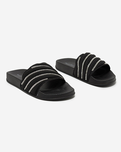 Schwarze Damen-Flip-Flops mit Zirkonen Erikis - Schuhe