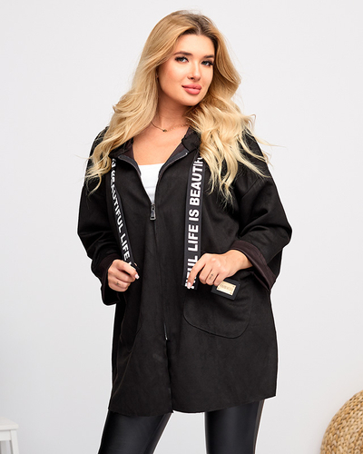 Schwarze Öko-Wildlederjacke für Damen - Kleidung