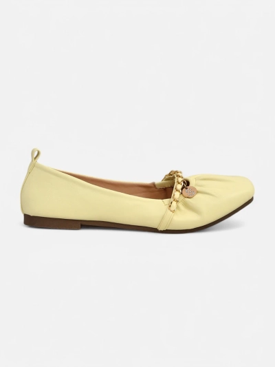 Damen Ballerinas AURELIA Gialla mit Kette in Gelb, Öko-Leder