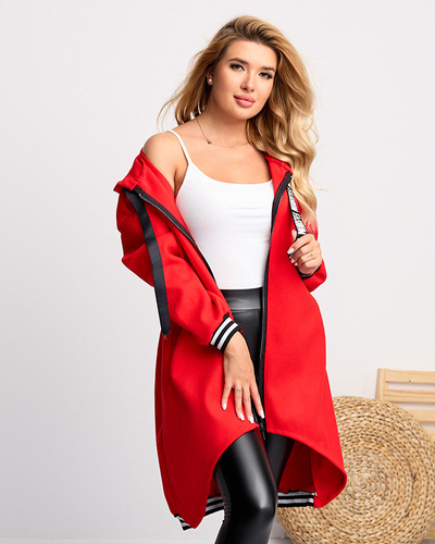 Rote Damenjacke - Mantel mit Dekoration - Kleidung