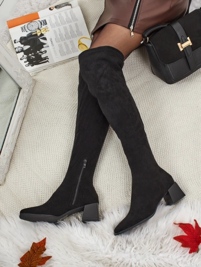 Dovrisse Damen Overknee-Stiefel aus Öko-Wildleder