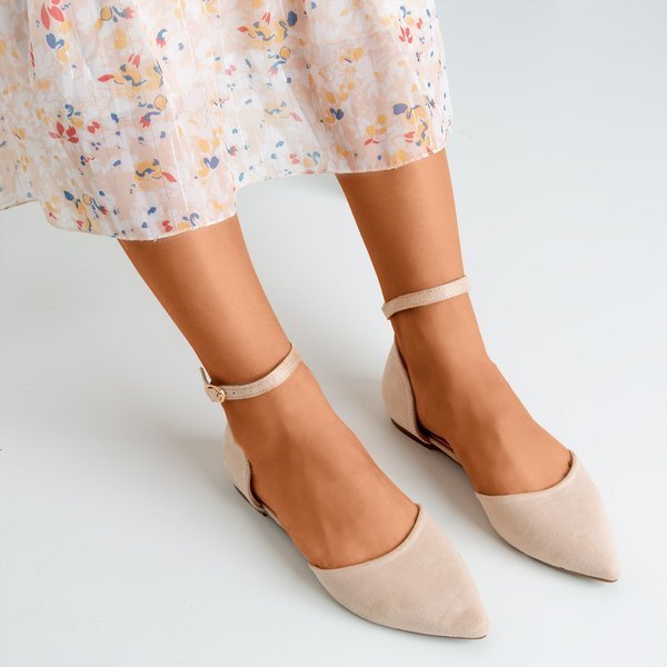 Beige Ballerina-Schuhe mit Mosla-Spitzspitze - Schuhe 1