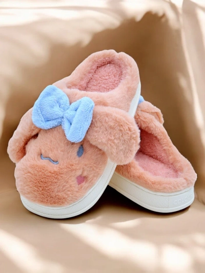 Royalfashion Damen-Flauschpantoletten mit einer Schleife Savos