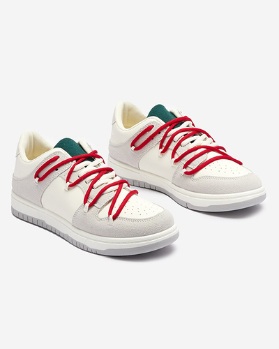 Weiße und graue Damen-Sport-Sneakers mit roten Schnürsenkeln Olierinc - Schuhe