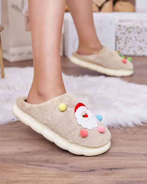 Різдвяні жіночі капці Royalfashion світло-коричневого кольору Fertemse