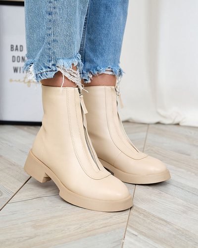 Royalfashion Beige Etiuse Damenstiefel mit flachem Absatz