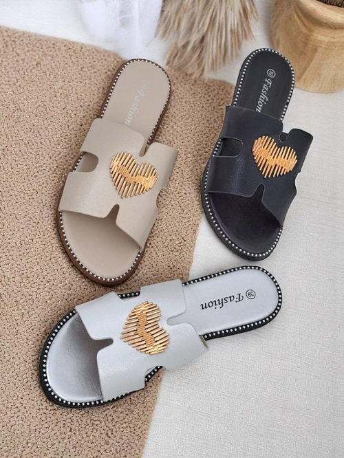 Royalfashion Жіночі шльопанці на плоскій підошві Heart Chic