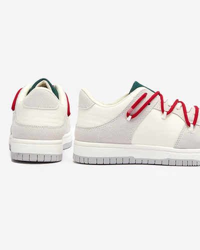 Weiße und graue Damen-Sport-Sneakers mit roten Schnürsenkeln Olierinc - Schuhe